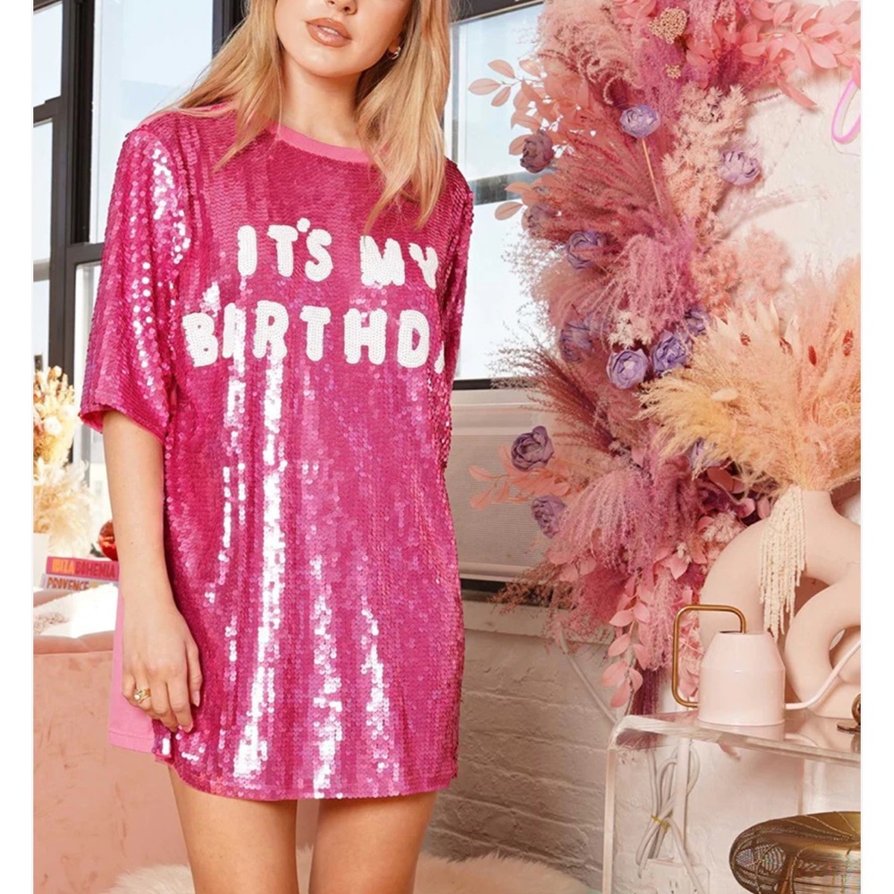 One size It’s My Birthday sequin dress NWT